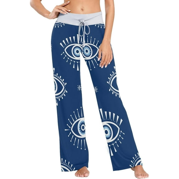 GZHJMY Women's Pajama Pants Evil Eye Pattern Comfy Stretch Sleepwear Essentials womens Lightweight Lounge Terry Pajama Pant, X-Large