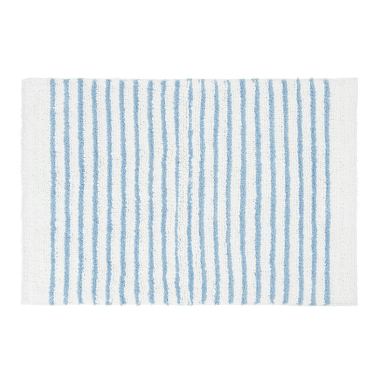 Unique Reversible Cotton Bath Rug - Striped and Solid Color