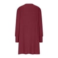 thumbnail image 5 of Guieoi Dress for Women under $10.00 Plus Size Women's Fashion Solid Color Round Neck Knit Dress Puff Long Sleeve Dress Long with Pocket Red Black*Friday/Cyber*Monday, 5 of 9