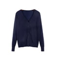 thumbnail image 1 of LUXUR Ladies Cardigan Sweater Solid Color Outwear V Neck Coat Single-breasted Jacket Long Sleeve Navy Blue 4XL, 1 of 2