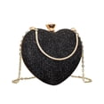 thumbnail image 2 of Bolso de hombro de moda en forma de corazón para mujer | Bolso de mano con correa de cadena | Múltiples opciones de color: Negro, rosa, azul, dorado | Material duradero | Tamaño mediano | Regalo, 2 of 2