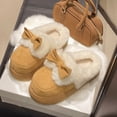 thumbnail image 4 of Nuevas zapatillas de mujer de terciopelo con lazo y suela gruesa de tacón plano de otoño e invierno | Zapatillas peludas modernas, sencillas y ligeras., 4 of 5