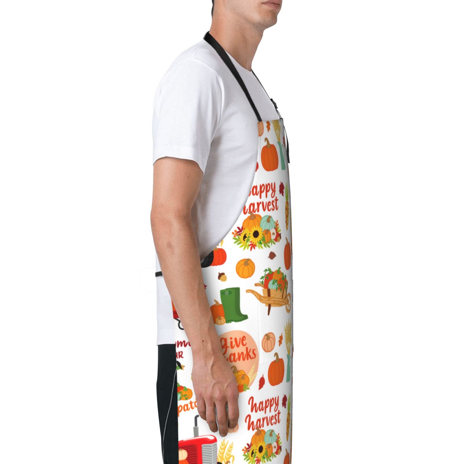 Naloa Fall Farm Pumpkin Apron Kitchen Aprons with Pockets for Women Men Chef