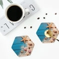 thumbnail image 4 of Pofeuu Shells and Starfish Print Coasters for Drinks, 4Pack PU Leather Coasters, Bar Drink Coasters for Tabletop Protection, Furniture from Damage-Hexagon, 4 of 6