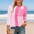 thumbnail image 2 of CYMMPU Casual Floral Printed 3/4 Length Sleeve Shirts Basic Tees Summer Fall Business Work Blouses Crewneck Dressy Tunic Tops 2025 Clothes for Women Pink S, 2 of 6