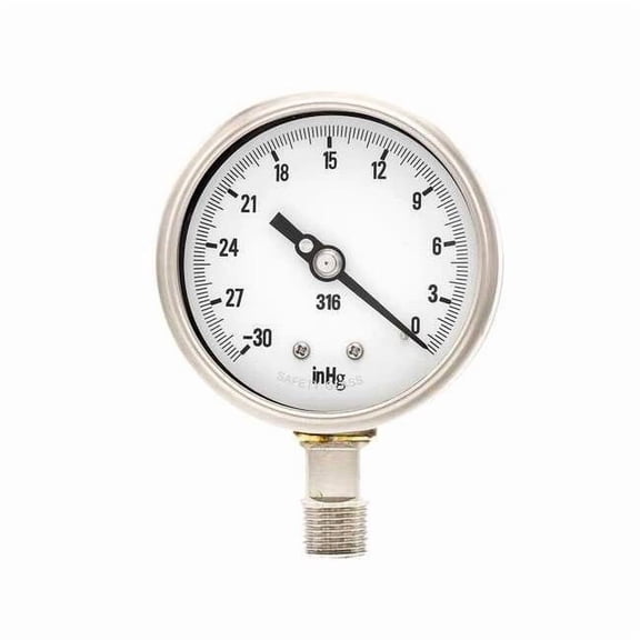 Pic Gauges Vacuum Gauge,HD,4In,30-0In Hg Vacuum PRO-311D-402A