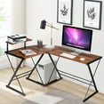 thumbnail image 3 of Costway 58'' x 44'' L-Shaped Computer Gaming Desk w/ Monitor Stand & Host Tray Home Office Walnut, 3 of 10