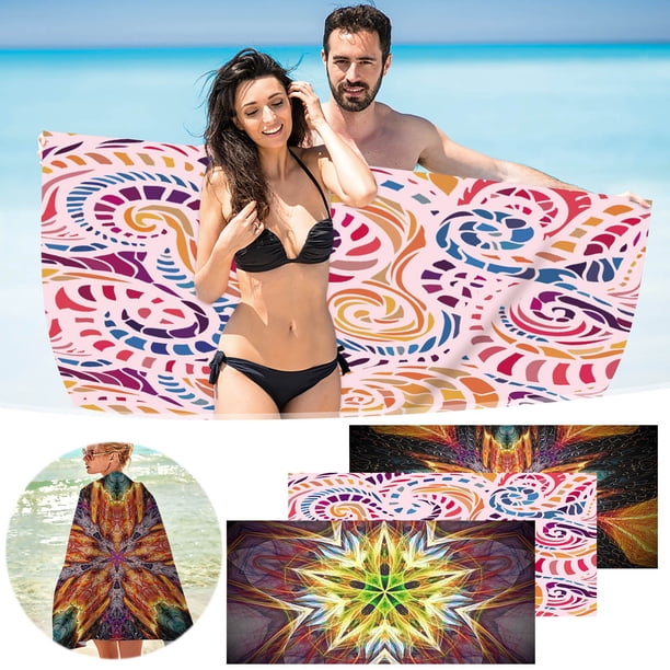 Ganfancp Toalla de Playa de Microfibra Súper Ligera Toalla de Baño de Colores Manta de Playa a Prueba de Arena Toalla Multiusos para Viajes Piscina 30X60 Pulgadas Ofertas Del Día Sólo En Línea 1X Toa