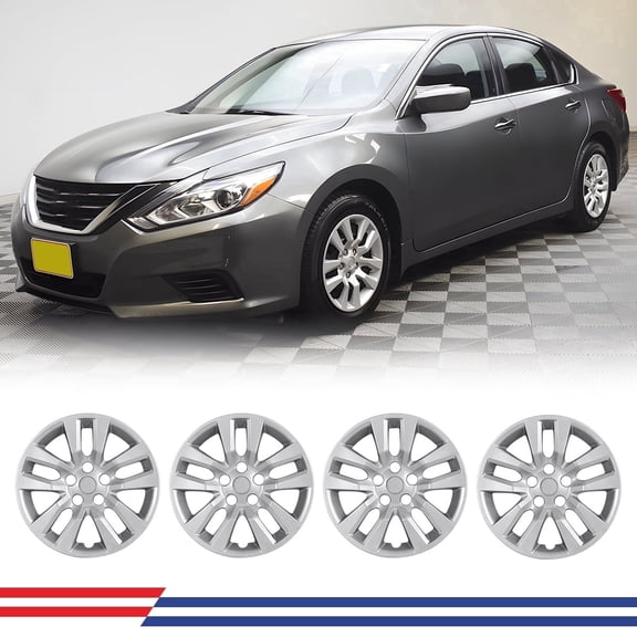 Set of 4 16 inch Hubcaps for 2013-2018 Nissan Altima Sedan, PP Material, 2013-2018 Nissan Steel Wheel Rims Cover, Snap-On Lacquer
