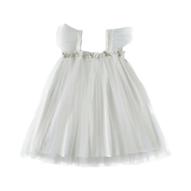 SXcggal One Robe de Fête pour Filles Tout-Petits Manches Volantes Robe de Fête Dansante Vêtements Respirants Mignons Décontractés Robe pour Fille