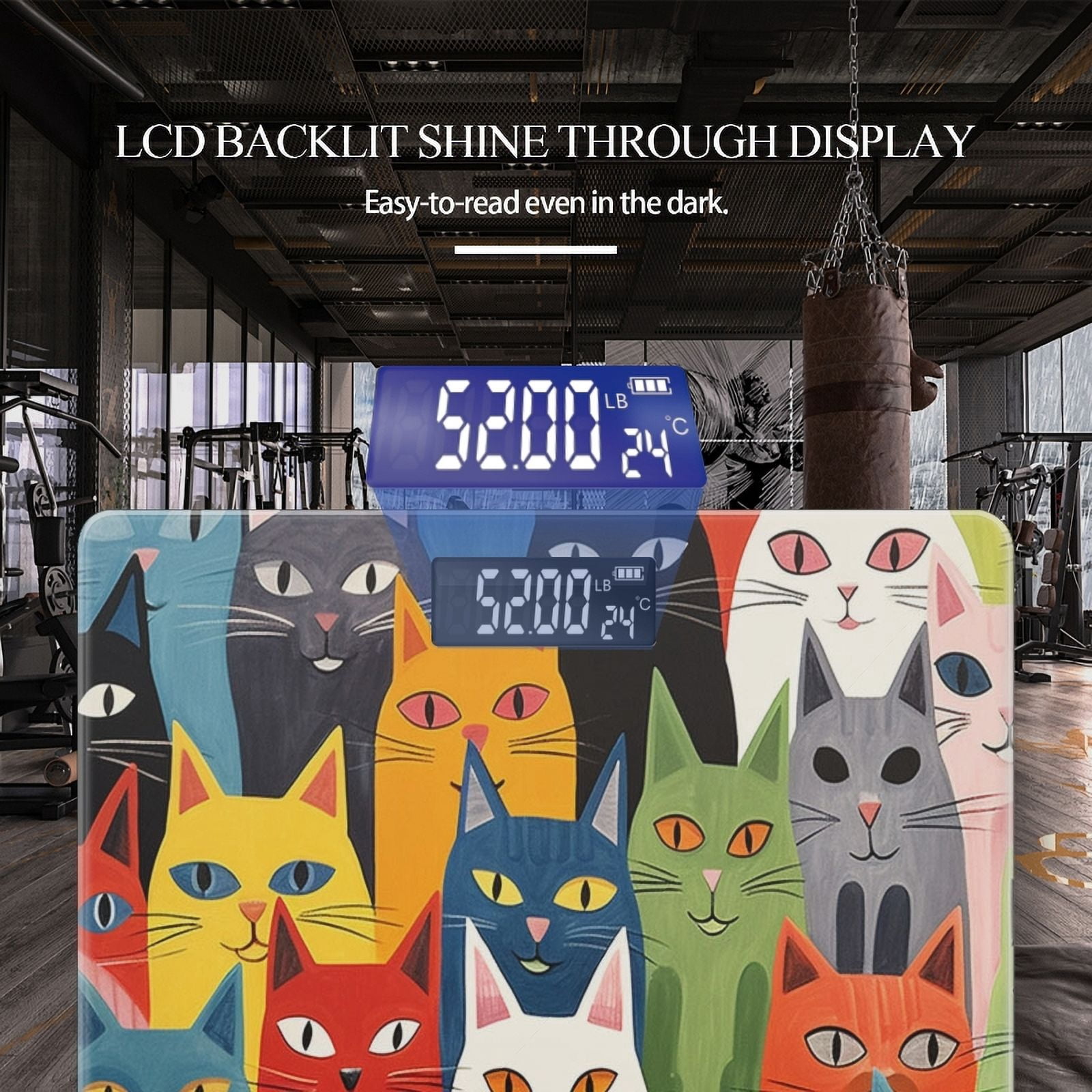 Bathroom Scale, Highly Accurate Digital Body Scale,Precisely Measures Weight up to 400 lbs-Large Group Of Cats With Different Eyes And Ears