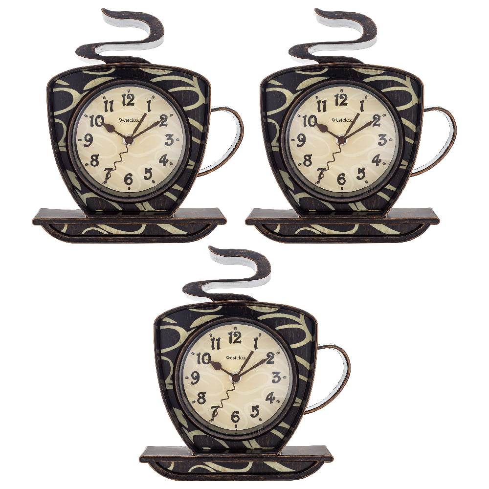 Westclox Coffee Cup Wall Clock 3D Mug Analog Kitchen Clock 32038 Brand New Brown 