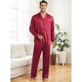thumbnail image 2 of DARING DIVA Men's 2-Piece Homewear Button Down Long Sleeve Shirt L Burgundy, 2 of 6