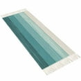 thumbnail image 2 of Teal Ombre Entryway Runner Rug 2x4ft, Farmhouse Vintage Wooden Striped Washable Woven Living Room Hallway Bedroom Kitchen Carpet with Tassels, Non-Shedding Indoor Outdoor Throw Door Mat for Entryway, 2 of 5