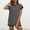 Black, variant on Bzhegqhd Women Casual Knitted Streak Round Neck Short Sleeve Shorts Home Set