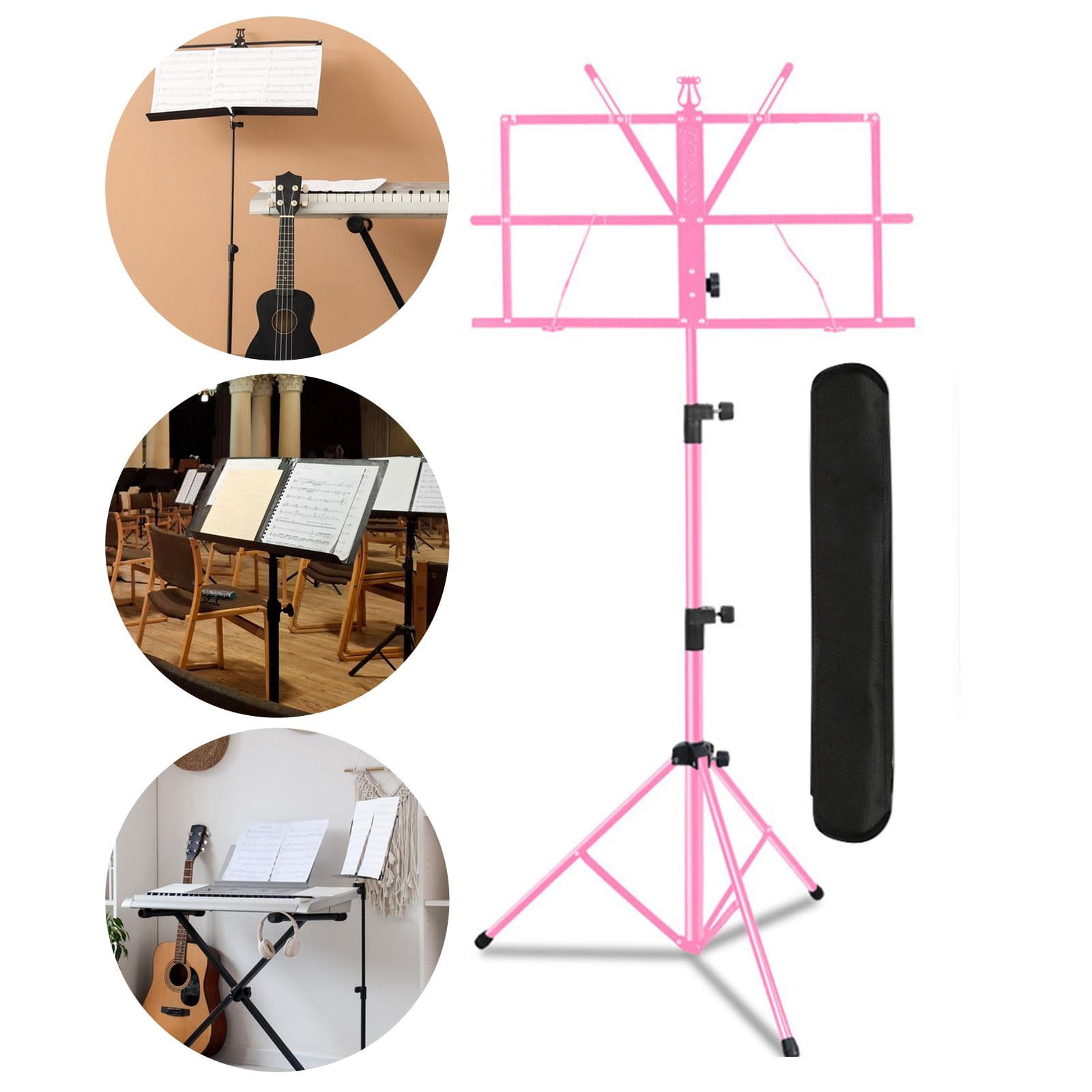 LeeQinersw Music Sheet Stand Anti Slip Height Adjustable for Performance Band Classroom Pink