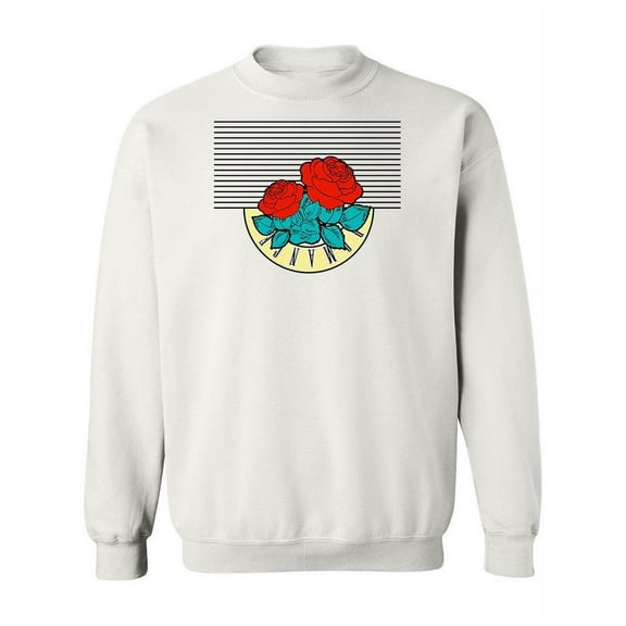 Roses And Rock Print Sweatshirt Women -Image by Shutterstock, Female 4X-Large