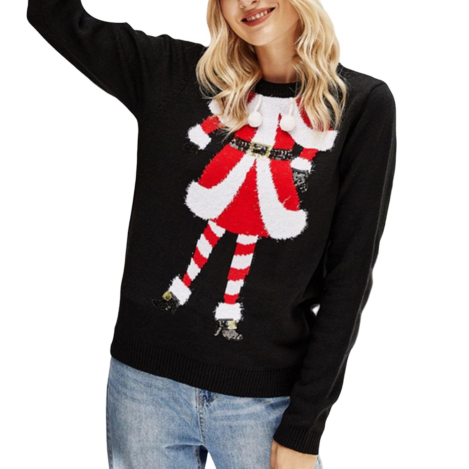 Christmas Sweater Women Cute Santa Warm Knitted Oneck 最大54％オフ！