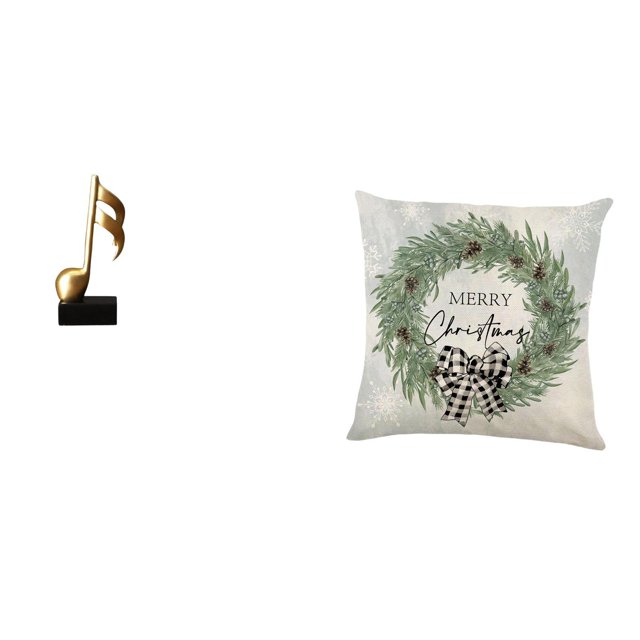 Escultura de nota musical, figura de escritorio, funda de almohada, adorno navideño hecho de resina y poliéster, ideal para hogares, oficinas, dormito