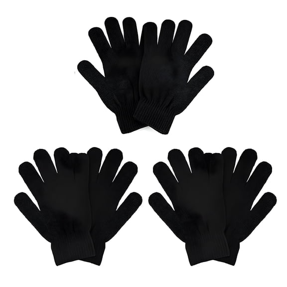 TELOLY Knitted Gloves for Women Winter Warm Full Finger Mittens for Men Ladies Soft Stretchy Unisex Gloves 3 Pairs