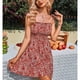 thumbnail image 4 of Vestido de Hombro con lazo ANGGREK cintura elástica Fruncido a la moda Estilo de línea, 4 of 6