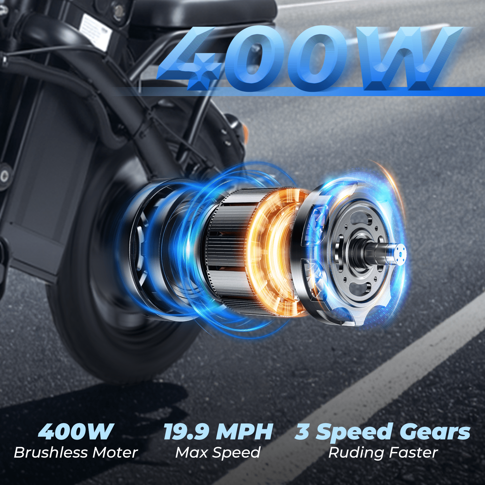 Portable Terrosor Electric Bicycle - 14" Foldable Design, Dual Disc Brakes, 20mph Max Speed, Includes Storage Basket