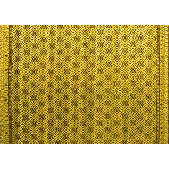 Ahgly Company Indoor Rectangle Abstract Yellow Modern Area Rugs, 6' x 9'