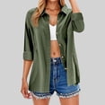 thumbnail image 2 of CAIXIA Women's Casual Long Sleeve Cardigan Shirt for Everyday Wear Lightweight Versatile Spring Summer Fall Blouse Blouses For Women Business Casual,Green, 2 of 5