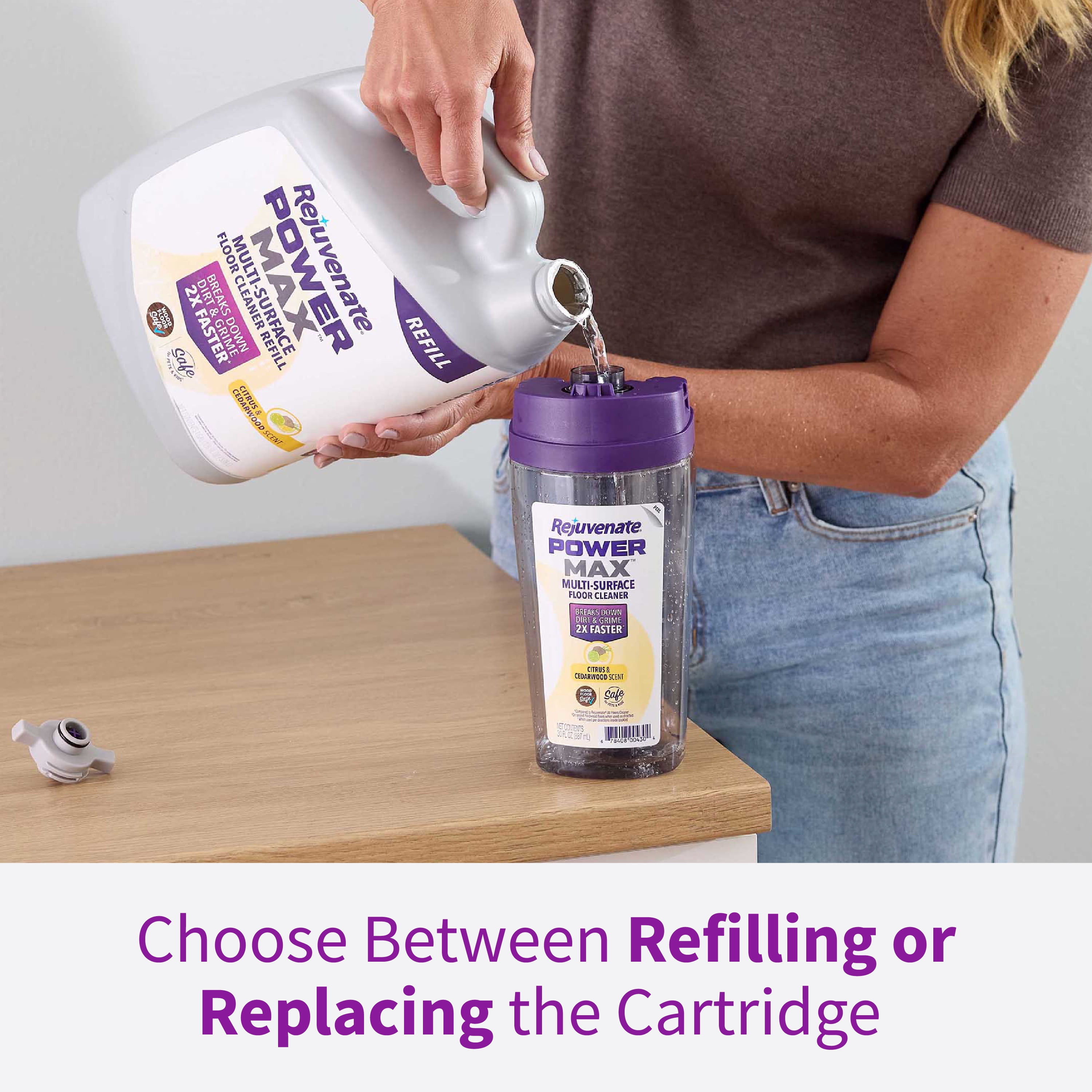 Rejuvenate PowerMax Multi-Surface Floor Cleaner Citrus & Cedarwood Scent 30 fl oz Cartridge