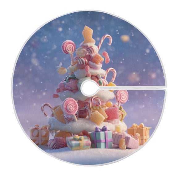 Christmas Tree Skirt 35.4 Inch Christmas Tree Made Of Candy Tree Skirt Christmas Tree Mat Decor for Christmas Party Ornaments Decorations