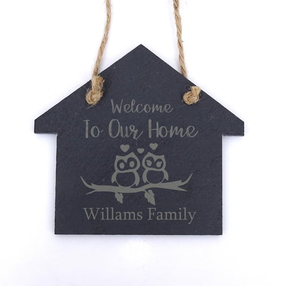 Darling Souvenir MADE WITH LOVE Custom Welcome to Our Home Engraved Slate Christmas Ornament With String Personalized Housewarming Gift