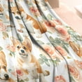 thumbnail image 3 of Corgi Dog and Flower Florals Blanket,Comfortable Soft Lamb Wool Throw Blanket,All Season,Warm Lightweight Blankets for Sofa Bed Couch Living Room Chair,30"x40", 3 of 4