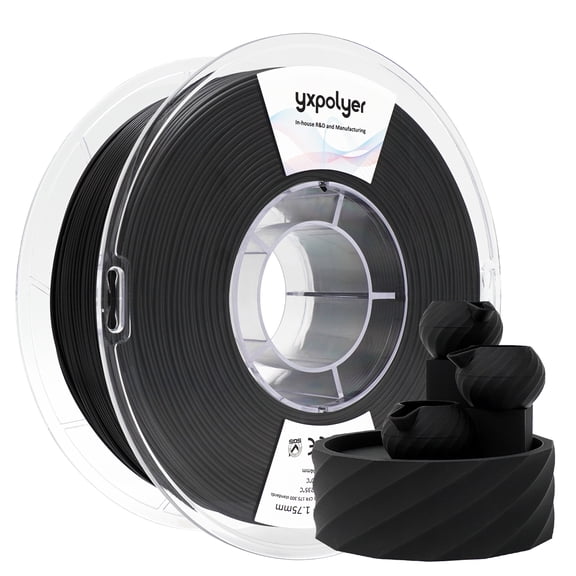 YXPOLYER PLA Filament Food Grade 1.75mm 1kg for 3D Printing, PLA Black 3D Printer Filament AMS-Compatible
