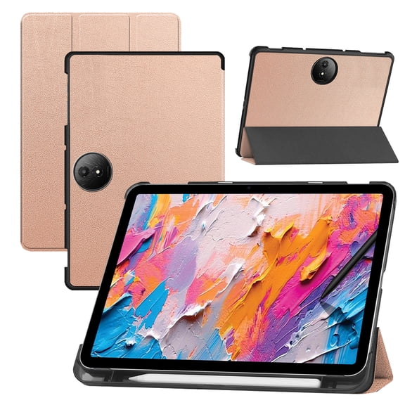 【RUIXH】for TCL NXTPAPER 11 Plus 11.5 Inch Tablet Case TCL Android 15 Tablet Case PU Material Drop-proof Scratch-resistant Tri-fold Stand Function Built-in Pen Slot Slim and Portable (rose gold)