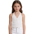 thumbnail image 5 of GiLiling Girls Ribbed Tank Top Summer Sleeveless Crop Top Cute Casual Beach Vacation Camisole (White, 12-18 Months), 5 of 7