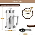 thumbnail image 6 of OPUX Insulated French Press Coffee Maker | Stainless Steel 4 Cup Coffee Press Pot with 4 Layer Filters for Pour Over Brewing | 34 fl oz Borosilicate Glass (Clear), 6 of 8