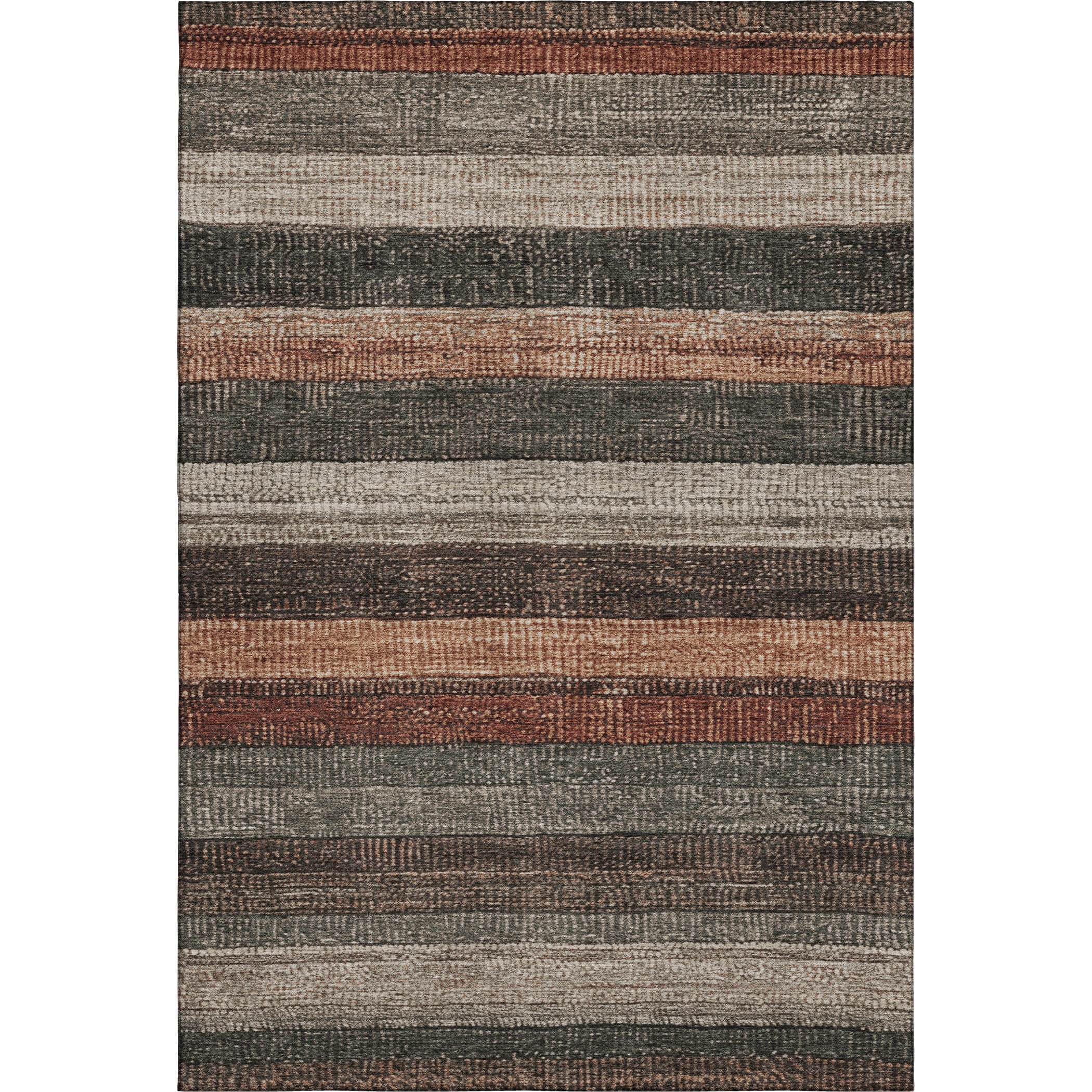 Addison Rugs Mayfield Premium Machine Washable Transitional Stripes Paprika Rectangle Rug, 8' x 10'