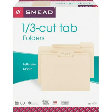 Smead Recycled Top Tab File Folders Letter Size 1/3-Cut 8.5 x 11 with 3/4 Expansion Manila (500 Carton)