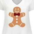 thumbnail image 4 of Inktastic Cute Gingerbread Man with Red Plaid Bowtie Women's Plus Size V-Neck T-Shirt, 4 of 5