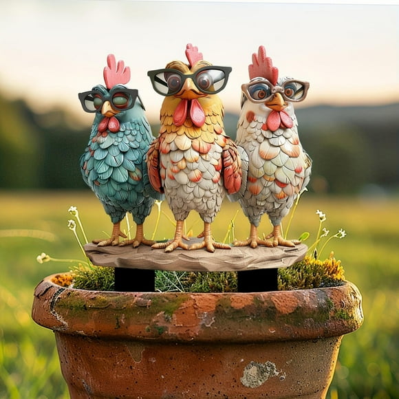 Boreal Craft Acrylic Garden Potted Insert Three With Glasses For Art Animal Courtyard Piles Seasonal Garden Flags Garden for Shoe Men Flat Feet Easter Garden Flags for outside 28x40 Dress Shoe Men
