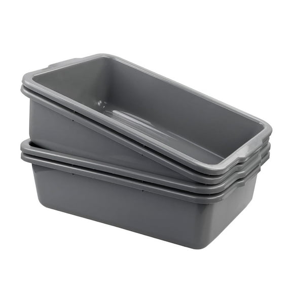 4 Pack Bus Tub Box, 32 L Extra Large Dish Pan, Grey