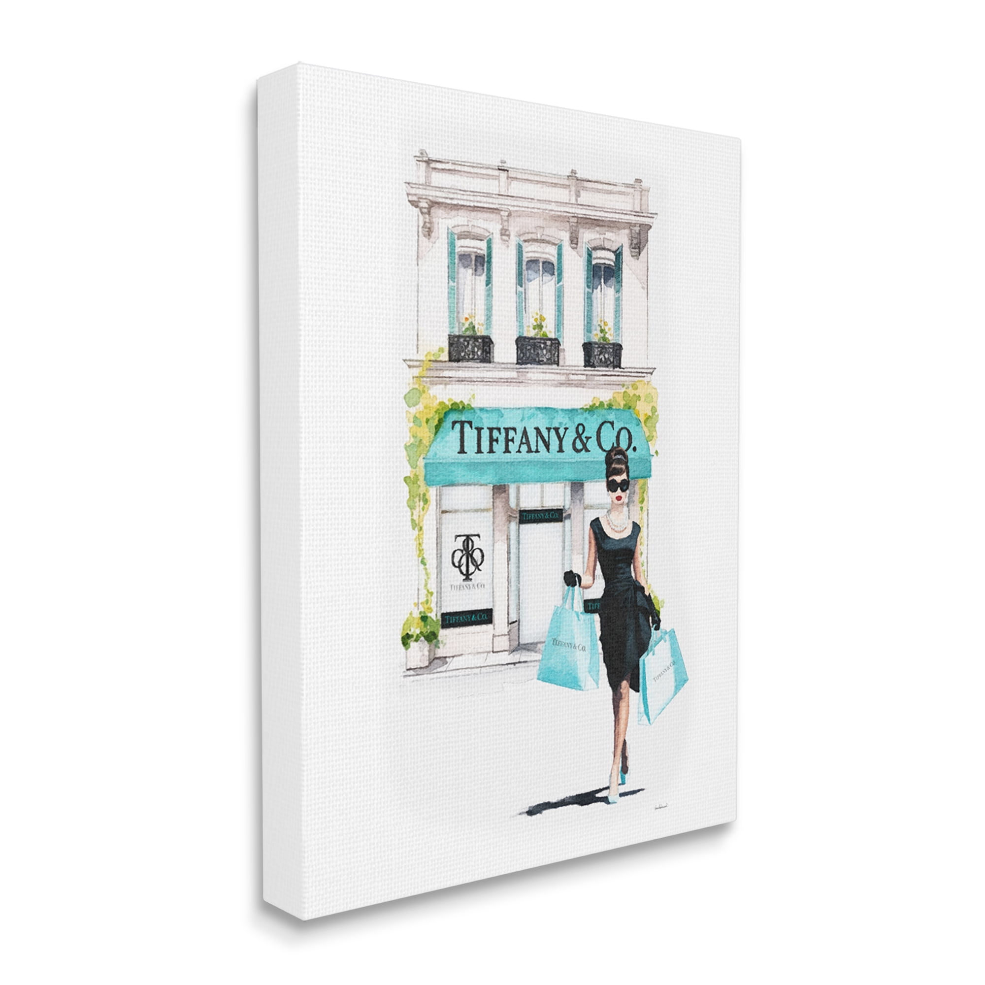 Stupell Industries Girl with Shopping Bags Town & City Painting Gallery Wrapped Canvas Art Print Wall Art, 24 x 30