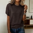 thumbnail image 2 of LEKODE Casual Knit Sweater Tops for Women, Crew Neck Cap Sleeve Lightweight Pullover for Everyday Office Outfits B Coffee S, 2 of 9