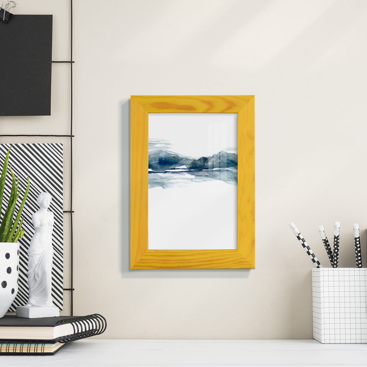 Stark Horizon II - Framed Print w/glass - Sunflower Yellow