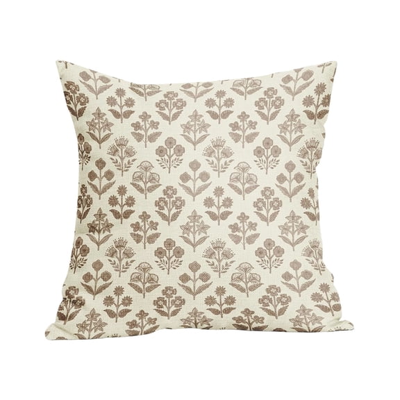 Decorative Throw Pillow Cover, Farmhouse Tropical Floral Linen Cushion Case for Sofa Couch, Boho Style Outdoor Home Pillowcase