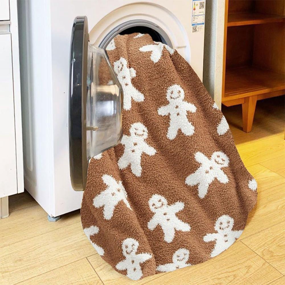 Christmas Gingerbread Throw Blanket Gingerbread Man Throw Blankets Thick Plush Fluffy Furry Blankets for Couch Bed Sofa Chair Travel Camping Christmas Blanket Decor Gifts for Women, Men(50x60)