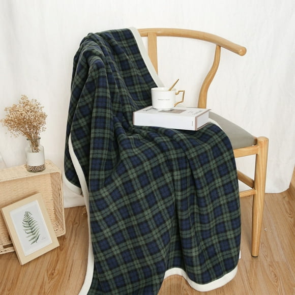 Boovnll Lamb Wool Blanket Checked Printed Nap Blanket Winter Office Nap Conditioning Quilt