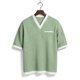 thumbnail image 4 of Ceisia Men's Casual Fashion Waffle Knit Short Sleeve Shirt - V-neck Color Block Top with Sleeve Zipper Pocket Mint Green L Gifts, 4 of 6