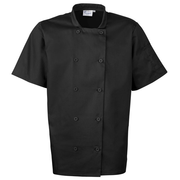 Premier - Chaqueta de Chef de Manga Corta para Adultos Unisex (Negro)