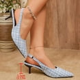 thumbnail image 3 of Slingback Sandals for Women Pointed Closed Toe Stiletto Heels Elastic Strap Slip on Wedding Party Dress Shoes Light Blue Size 7.5, 3 of 7
